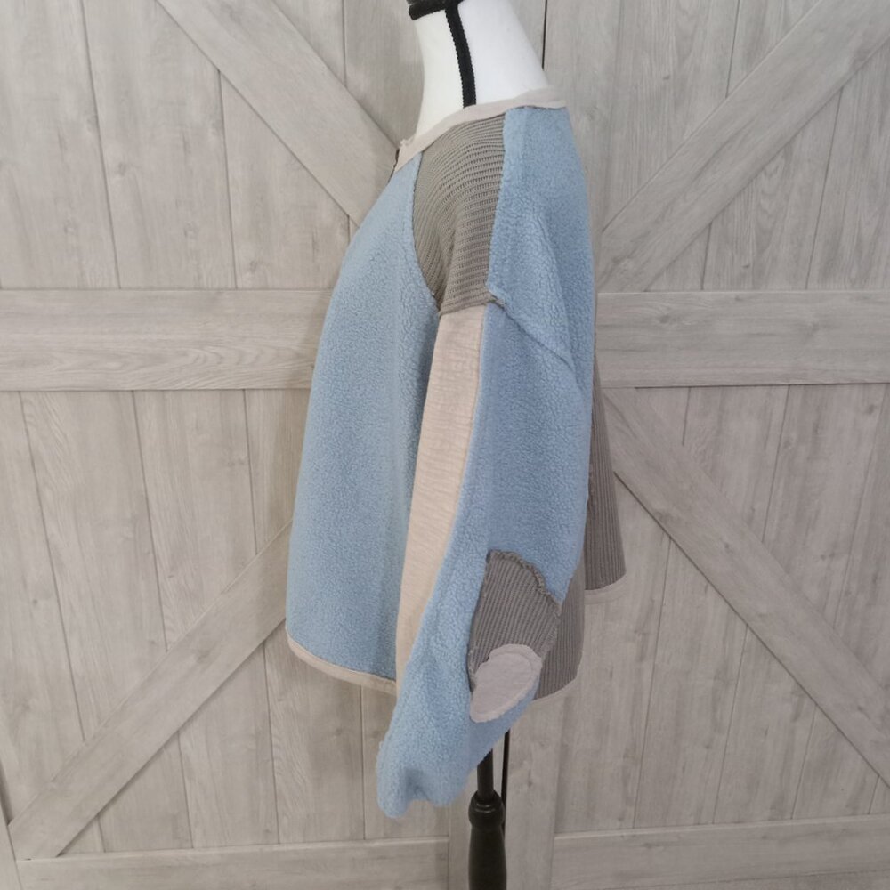 Pol-Blue Multi Color Oversized Patchwork Raw Edge… - image 7